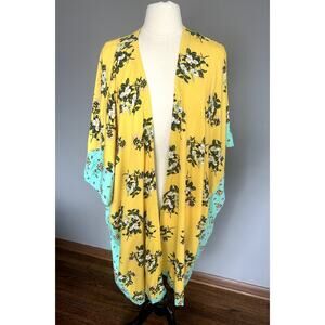 Matilda Jane What a Catch Kimono Beach Cover Up Yellow Aqua Floral - M/L